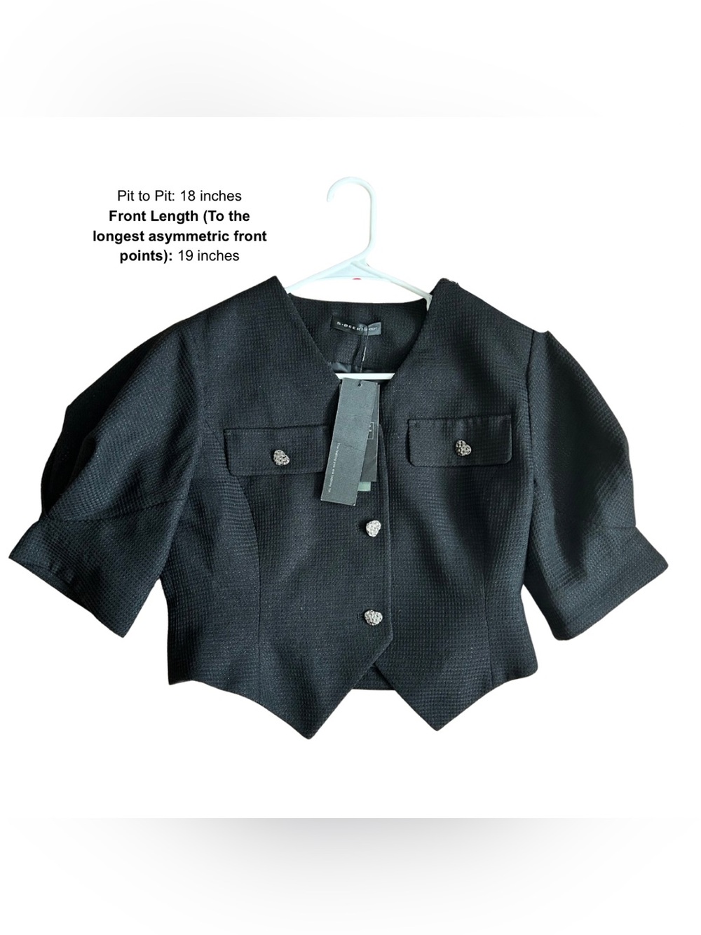 S.DEER / CONCEPT Shimmer Cropped Blazer Jacket NWT Black L
